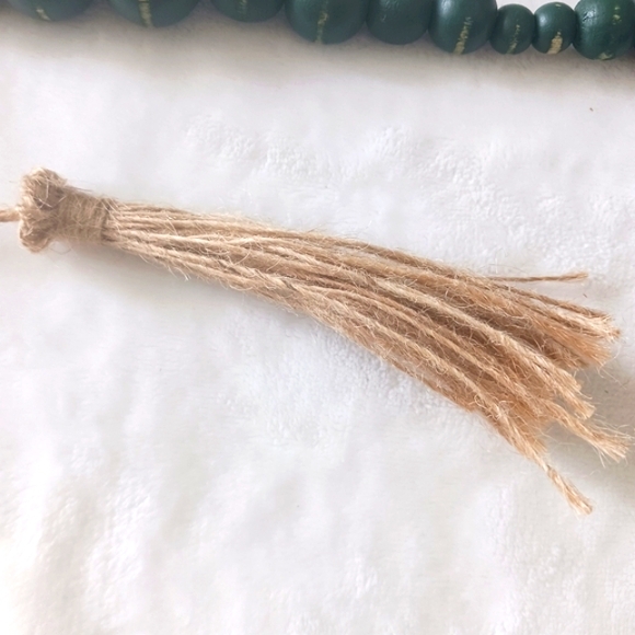 Boho Wooden Round Bead Garland w/ Jute Tassels - Picture 8 of 13
